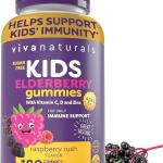 Viva Naturals Sugar-Free Sambucus Elderberry Gummies for Kids, 8-in-1 Children Immune Support with Vitamin C & Zinc – Chewable, Vegan & Gluten-Free (120 Count) for Daily Wellness