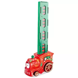 YLF938 Electric Domino Train Set for Kids, Christmas Early Learning Toy with 80Pcs Blocks