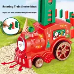 YLF938 Electric Domino Train Set for Kids, Christmas Early Learning Toy with 80Pcs Blocks
