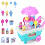 19Pcs / Set Children's Simulation Candy Ice Cream Cart Play House Toy Set, Color Random (without Light and Music)