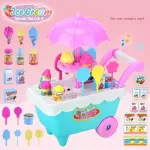 19Pcs / Set Children's Simulation Candy Ice Cream Cart Play House Toy Set, Color Random (without Light and Music)
