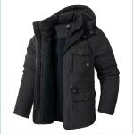 New Men's Jacket WINTER USA SIZE Large SIZE Lamb Fleece JACKETS Hooded Cotton Thickened Multi Pocket Casual Mid Length Coat
