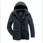 New Men's Jacket WINTER USA SIZE Large SIZE Lamb Fleece JACKETS Hooded Cotton Thickened Multi Pocket Casual Mid Length Coat