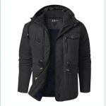 New Men's Jacket WINTER USA SIZE Large SIZE Lamb Fleece JACKETS Hooded Cotton Thickened Multi Pocket Casual Mid Length Coat