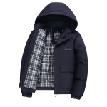 Casual Winter Coat for Men Smart Casual Zipper Jacket with Stand Collar Front Logo Washed Techniques for Middle-Aged Elderly