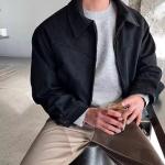 Men's Spring and Autumn Retro Brown Coffee Suede Coat Short Flight Jacket