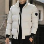 Men's Classic Polyester Padded Winter Jacket With Stand Collar Low Price Warm Casual Coat With Zipper Closure Filling Material