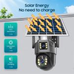 8MP 4K Solar Battery Powered Camera 4G Wifi Ptz Waterproof Outdoor Dual Lens Night Vision Video Cctv Solar Camera System