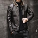 OEM Service Custom Logo Winter Men's Jacket Thick Leather with Faux Fur Collar Windproof Warm Coat Good Quality