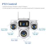 SECTEC 3 Screen 4G&Wifi Solar Wireless Surveillance PTZ Camera 4K U-box 3 Lens CCTV Outdoor Security 4G Sim Card Solar Camera