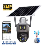 8MP 4K Solar Battery Powered Camera 4G Wifi Ptz Waterproof Outdoor Dual Lens Night Vision Video Cctv Solar Camera System