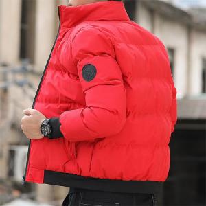 Men's Classic Polyester Padded Winter Jacket With Stand Collar Low Price Warm Casual Coat With Zipper Closure Filling Material
