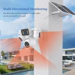 SECTEC 3 Screen 4G&Wifi Solar Wireless Surveillance PTZ Camera 4K U-box 3 Lens CCTV Outdoor Security 4G Sim Card Solar Camera