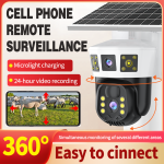 Sim Card Solar Panel Dual Camera Lens 3 Screens Outdoor 4K 4G Network Wireless IP Home Security 4g PTZ CCTV Camera