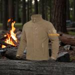 Men's Casual Stand Collar Winter Jacket Outdoor Windproof Polar Fleece Coat with Full Zip Logo on Front Direct Delivery