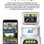 8MP 4G Solar Panel Low Power HD Wireless PTZ Camera 4K Dual Lens Outdoor Security 4G Sim Card Solar CCTV Camera