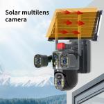 8MP 4Lens 3Screens 4K 4G Sim Card Solar Outdoor Low Power Network Cameras 360 PTZ IP CCTV Wireless WIFI Night Vision