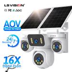 SECTEC 3 Screen 4G&Wifi Solar Wireless Surveillance PTZ Camera 4K U-box 3 Lens CCTV Outdoor Security 4G Sim Card Solar Camera