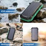 20000mAh Dual USB Waterproof Solar Power Bank Mobile Power Supply Holder Type-C DC Input Polymer Lithium Battery Over-Charging