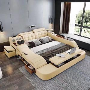 Smart Modern Leather Tatami Bedroom Storage Multi-Functional King Size Up-Holstered Bed Set Royal Style Sex Bedroom Massage Bed