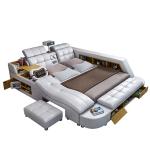 Smart Modern Leather Tatami Bedroom Storage Multi-Functional King Size Up-Holstered Bed Set Royal Style Sex Bedroom Massage Bed