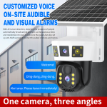Sim Card Solar Panel Dual Camera Lens 3 Screens Outdoor 4K 4G Network Wireless IP Home Security 4g PTZ CCTV Camera