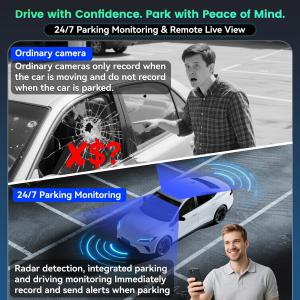 4G LTE Dual Dash Cam with Cloud Storage GPS Tracking, Night Vision Two-Way Audio 24H Parking Security Camera