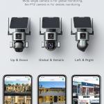 Sim Card 4K 10XZoom Surveillance Solar Powered Outdoor Security Camera Alarm Linkage Dual Lens CCTV 4G Solar PTZ Camera