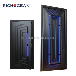 Luxury Villa Main Black Cast Aluminum Security Front Entry Door External Entrance Metal Swing Armored Doors