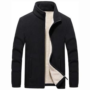 Men's Top-Selling Winter Parka Coat Warm Thick Polar Fleece Full Zip with Stand Collar Casual Jacket
