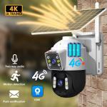 4G 4K2 Lens 2 Way Audio Solar Power Ptz Camera Security Camera CCTV Camera