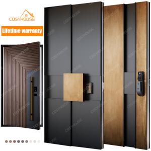 China Top Supplier Custom Luxury Pivot Security Exterior Doors Modern Aluminum Metal Front Entry Door for House
