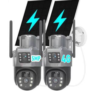 8MP 4K Solar Battery Powered Camera 4G Wifi Ptz Waterproof Outdoor Dual Lens Night Vision Video Cctv Solar Camera System