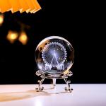 Cross-border wholesale 3D engraved Ferris wheel crystal ball creative metal base galaxy glass ball foreign trade factory direct sales