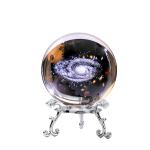 Cross-border wholesale 3D engraved Ferris wheel crystal ball creative metal base galaxy glass ball foreign trade factory direct sales